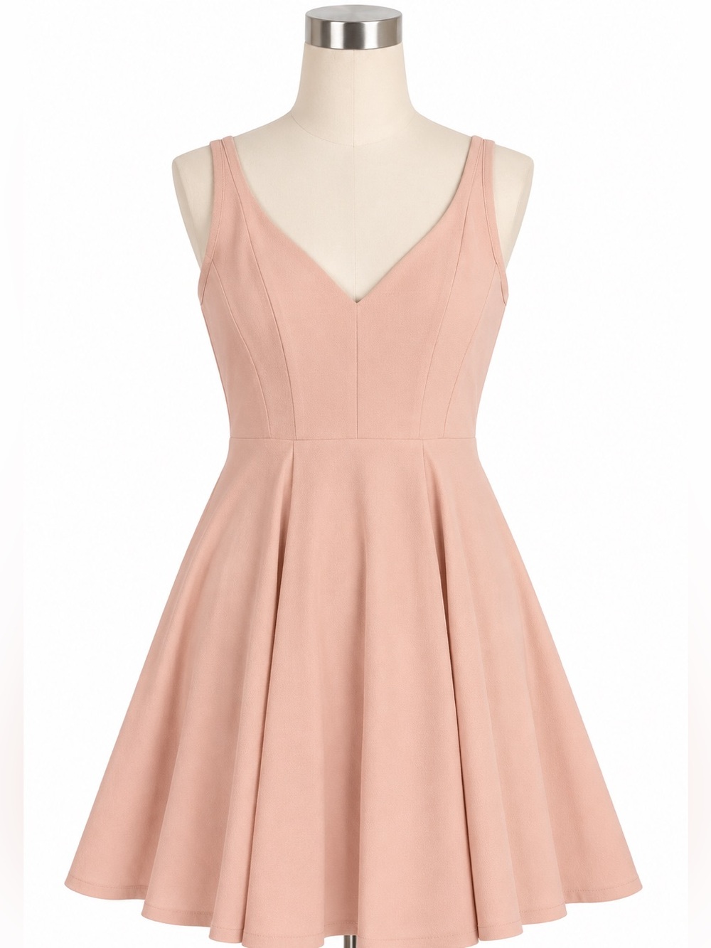 Lulus Skater Dress Womens Large Pink Blush Darling Delight Sleeveless V-Neck‎